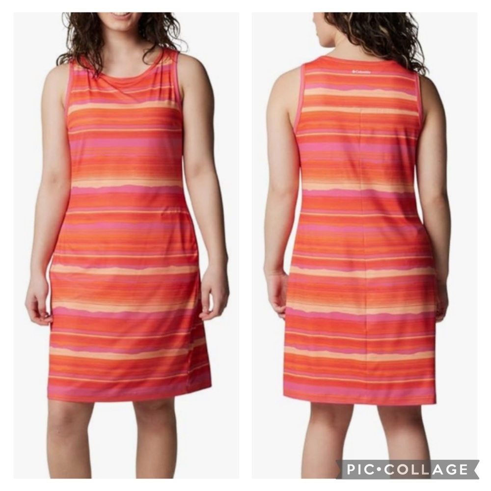 NWT Columbia Striped Sunset Orange/Horizons Stripe Sleeveless Dress XXL